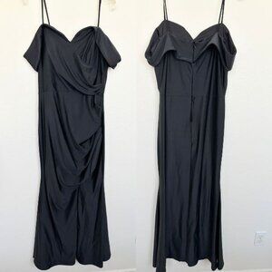 Jo+El Off Shoulder Maxi Dress Black Gown Surplice Drape Sweetheart Women's XL